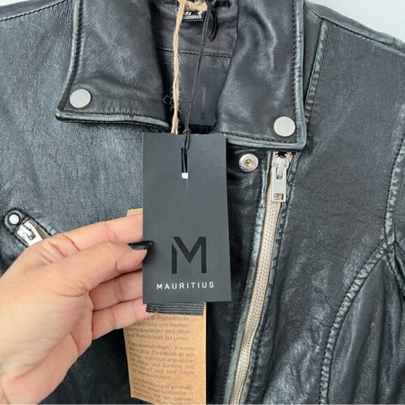 🩷 Mauritius, Women's Leather Jacket - Black. Size: 6 (US). NWT - Picture 8 of 16